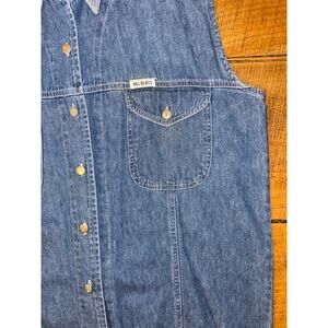 Womens Bill Blass Vintage Y2K Blue Denim Button Up‎ Vest Size Small